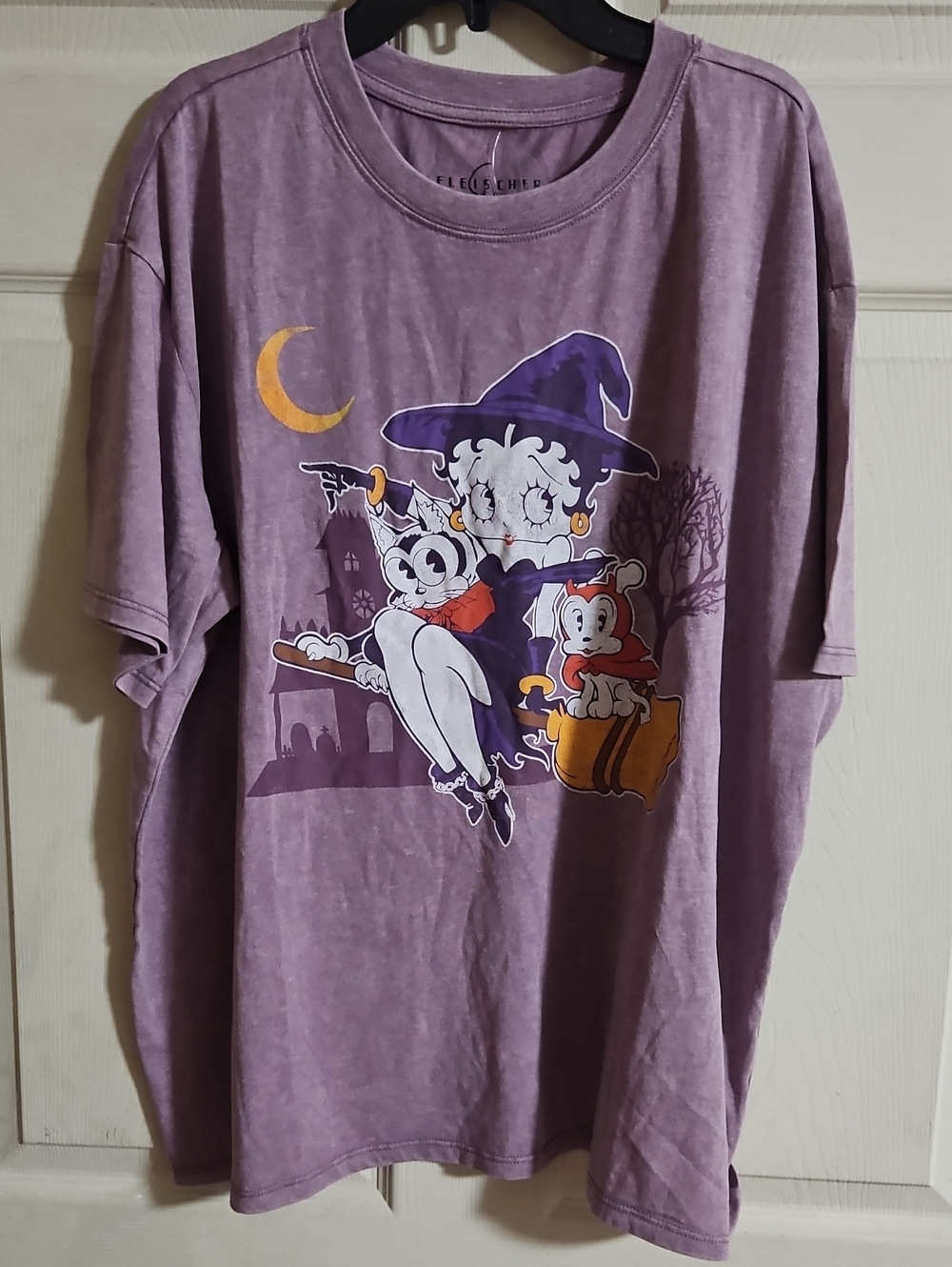 Betty Boop Women's Washed Look Halloween Tee: Purple: New With Tags: XL(16-18)